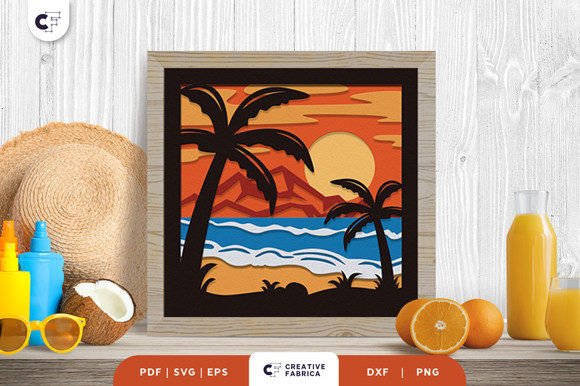 Beach Sunset 3D Layered Papercut Guide