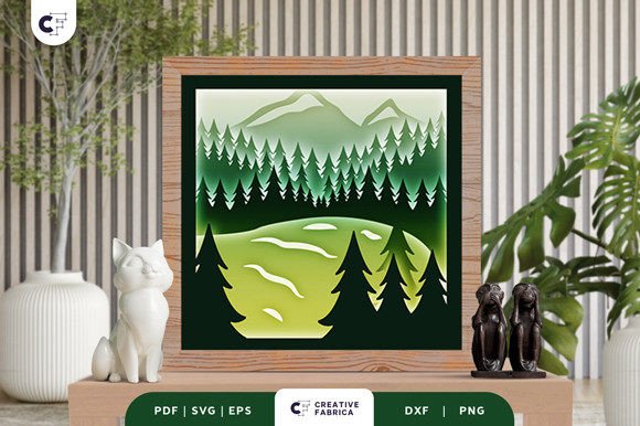 Bring the Outdoors In with a Lake in the Forest 3D Shadow Box SVG