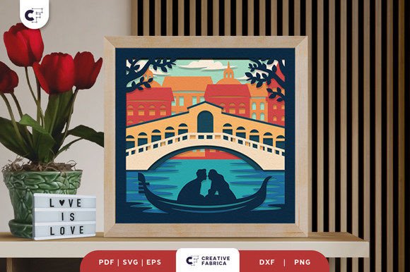 Crafting Romance in Layers: The Art of the Couple in Venice 3D Shadow Box Paper Cut