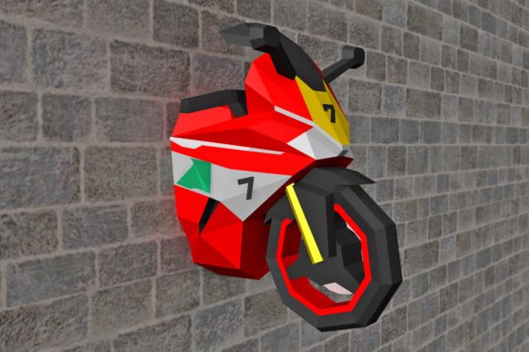 DIY 3D Sports Bike Papercraft Wall Art