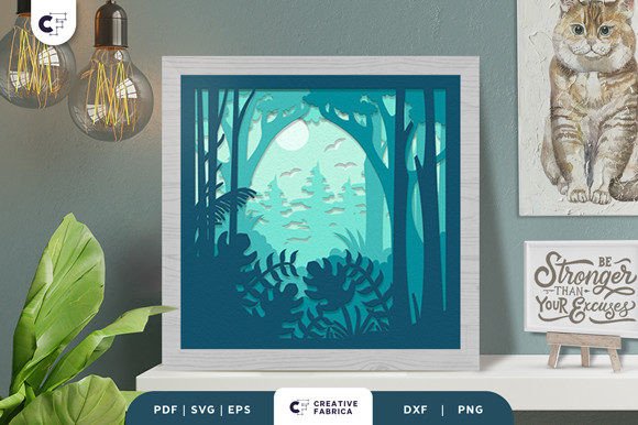 Elevate Design with Dense Forest 3D Light Box Paper Cut