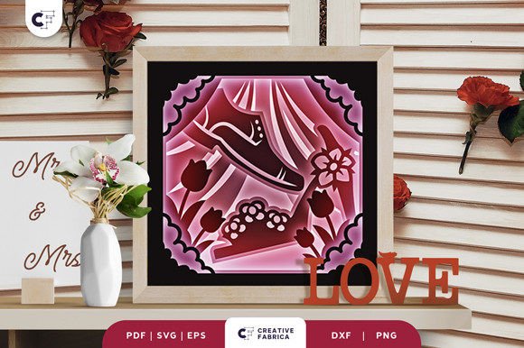 Floral Wedding Couple Shoes 3D SVG Design Guide
