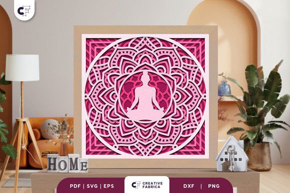 Meditation 3D Light Box Paper Cut SVG Guide
