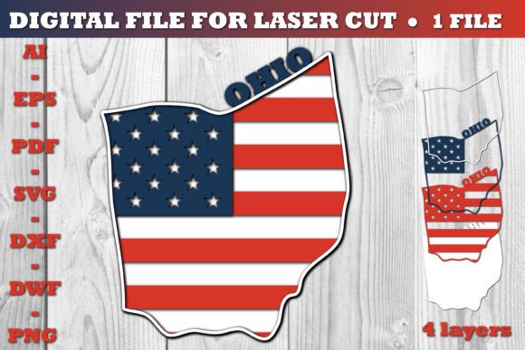 Ohio USA 3D SVG Flag: Precision Digital Files for Makers